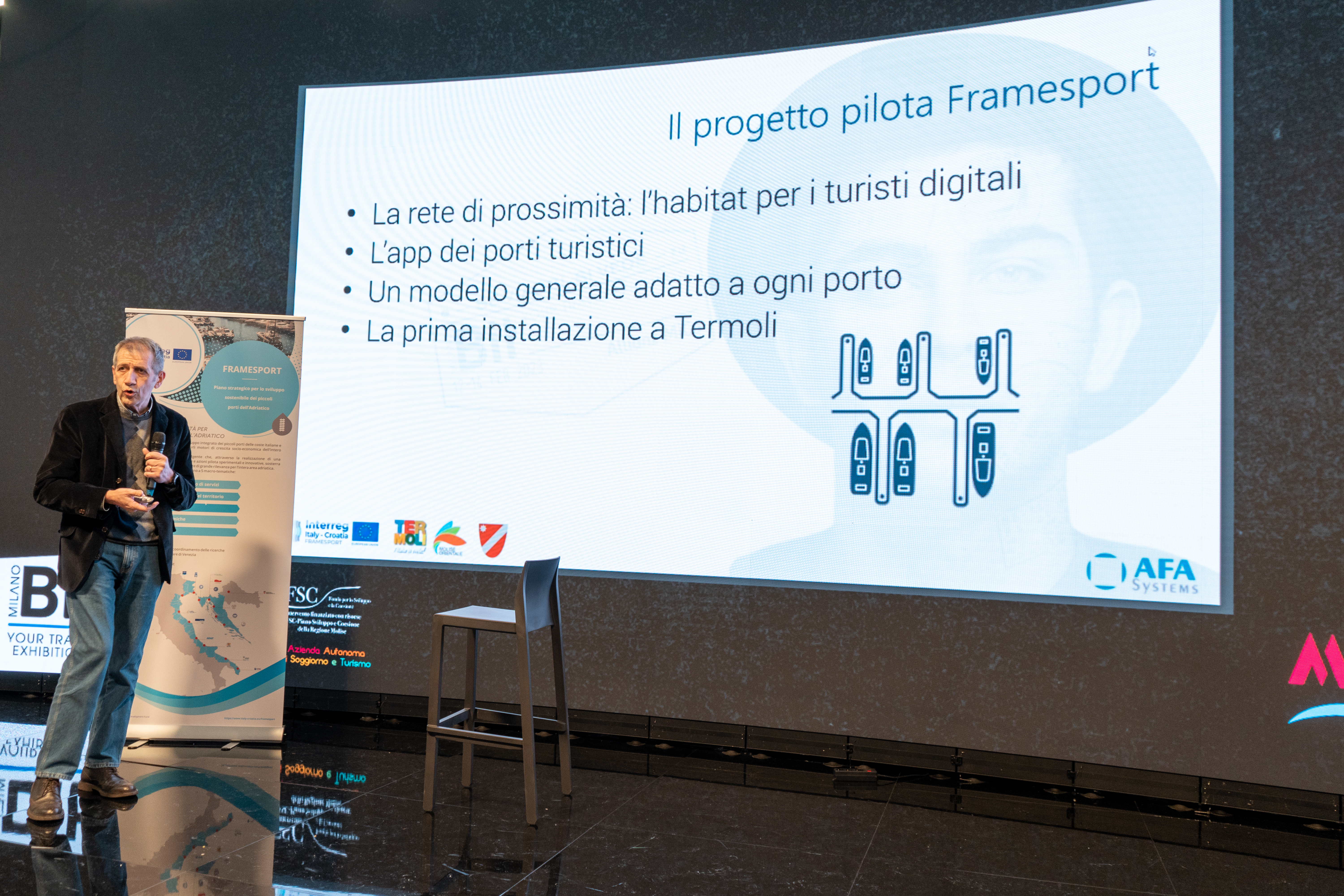 presentazione app framesport BIT Milano 2022 da parte dell'Ing. Francesco Amorosa dell'AFA Systems